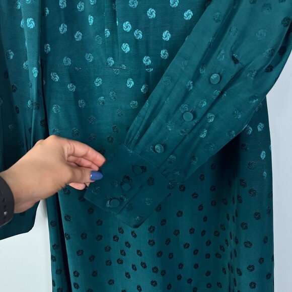 J. Crew Green Shift Dress in Jacquard Floral Dot Dress Womens Sz. 0 Casual - Picture 6 of 6